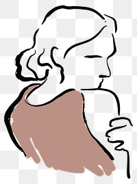 Aesthetic woman png sticker, drawing illustration, transparent background