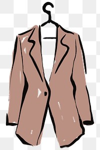 Women's blazer png sticker, drawing illustration, transparent background