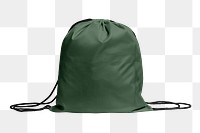 Png green drawstring bag sticker, transparent background