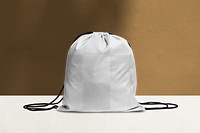 Drawstring bag png mockup, editable transparent design 