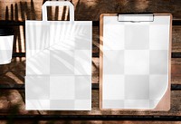 Shopping bag png mockup, editable clipboard transparent design