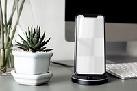 Smartphone png mockup screen, desk, transparent design