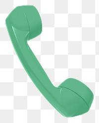 Png green retro phone sticker, transparent background