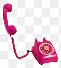 Png pink retro phone sticker, transparent background