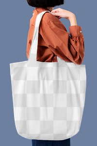 Tote bag png mockup, transparent design