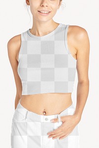 Crop top png mockup, women's fashion transparent design