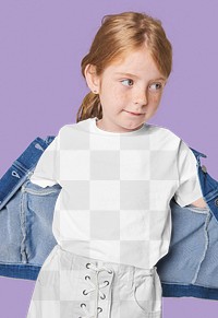 Girl's t-shirt png mockup, skirt transparent design