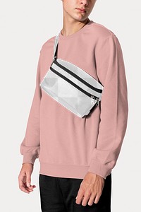 Fanny pack png mockup, men's fashion transparent design