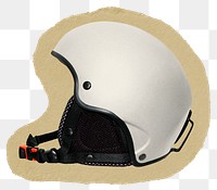 White helmet png sticker, ripped paper on transparent background 