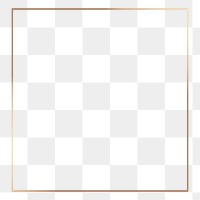 Png square gold frame sticker, transparent background