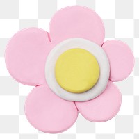 Png 3D pink flower sticker, clay design, transparent background