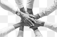 Business teamwork png, transparent  background, people joining hands