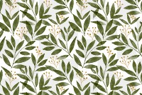 Watercolor leaf png pattern, transparent background