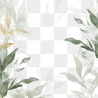 Watercolor leaf png border, transparent background