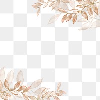 Brown leaf png border, watercolor design, transparent background