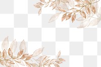 Brown leaf png border, watercolor design, transparent background