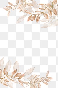 Brown leaf png border, watercolor design, transparent background