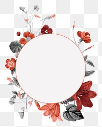 Round floral png frame, transparent background