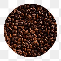Coffee beans png badge sticker, aesthetic photo, transparent background
