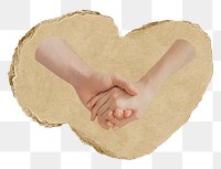 Holding hands png sticker, ripped paper on transparent background 