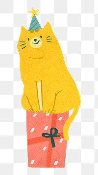 Birthday cat png sticker, cute design, transparent background
