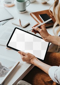 Tablet screen png mockup, transparent design