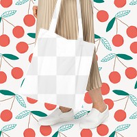 Tote bag png mockup, transparent design