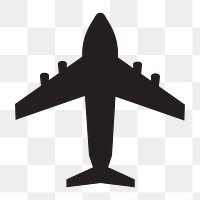 Airplane silhouette png icon sticker, transparent background