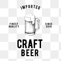Craft beer png logo sticker, transparent background