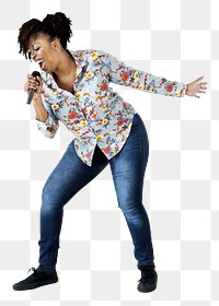 Female singer png sticker, transparent background