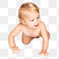 Baby crawling png sticker, transparent background