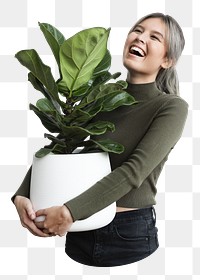 Plant lady png sticker, transparent background