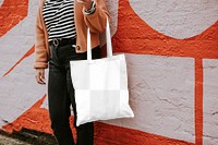 Tote bag png mockup, branding transparent design