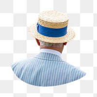 Man in boater hat png sticker, transparent background