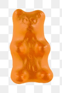 Orange gummy bear png sticker, transparent background