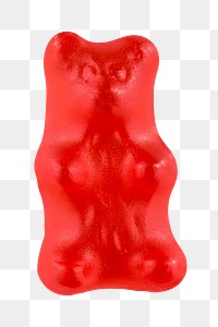 Red gummy bear png sticker, transparent background