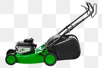 Png green lawn mower sticker, transparent background