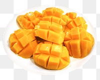 Png fresh cut mangoes sticker, transparent background