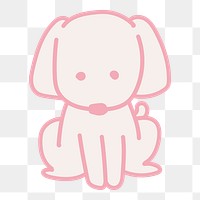 Png pink dog sticker, cute doodle, transparent background