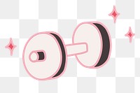 Png pink dumbbell sticker, cute doodle, transparent background