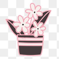 Png pink flower sticker, cute doodle, transparent background