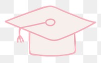 Png pink graduation cap sticker, cute doodle, transparent background