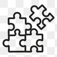 Logic icon png sticker, black & white illustration, transparent background