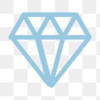Diamond icon png sticker, blue, transparent background