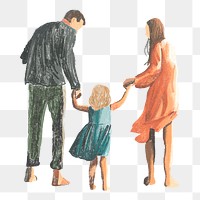 Happy family png sticker, oil pastel design, transparent background