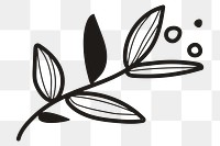 Line art leaf png, transparent background