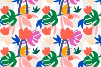 Png colorful flowers pattern background, transparent design