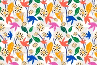 Png colorful flowers pattern background, transparent design