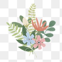 Tropical flowers png sticker, botanical design, transparent background