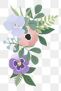 Colorful flowers png sticker, botanical design, transparent background